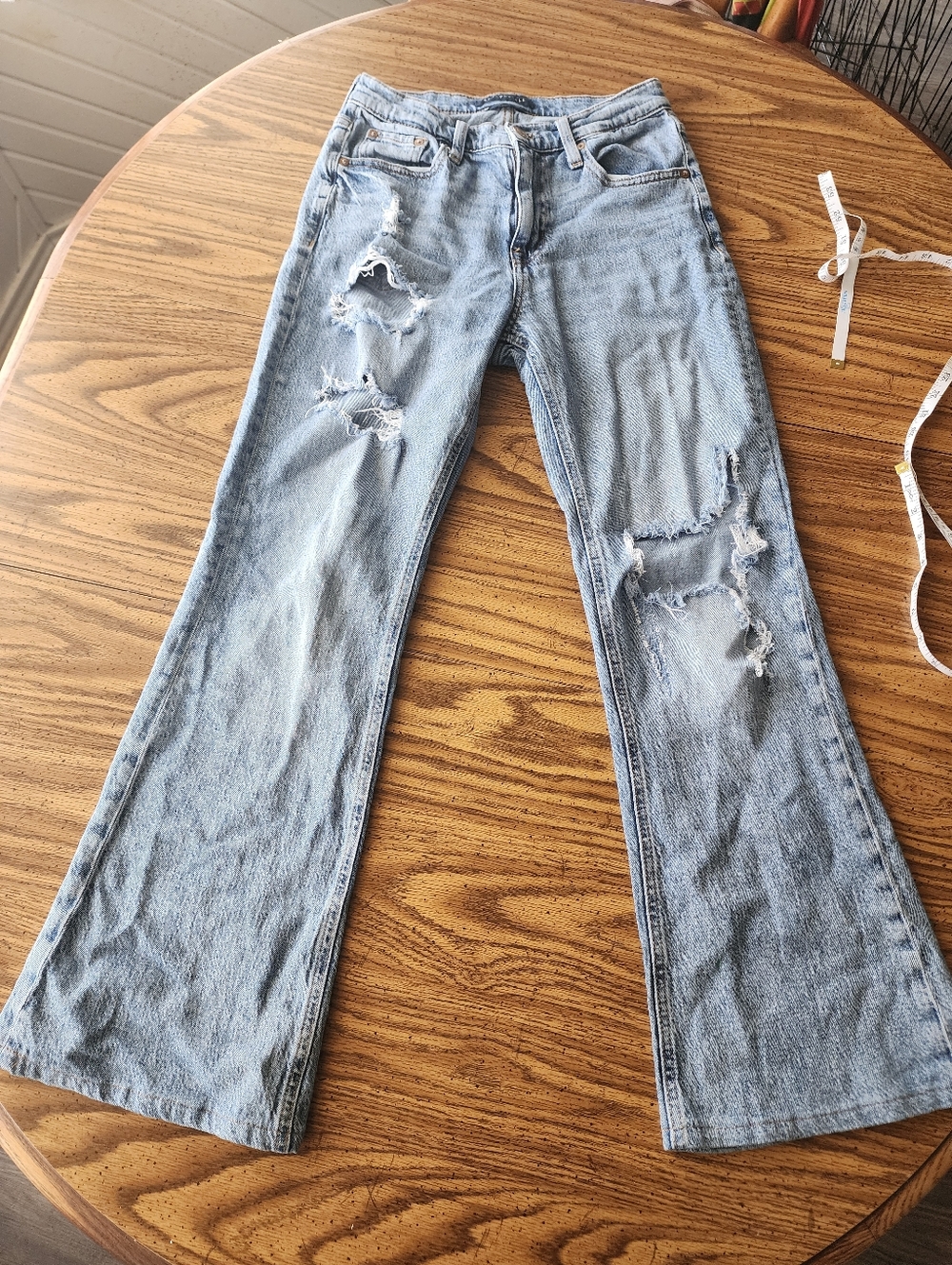 Aeropostle High Rise Flare Light Blue Distressed Women's Jeans Size 6R